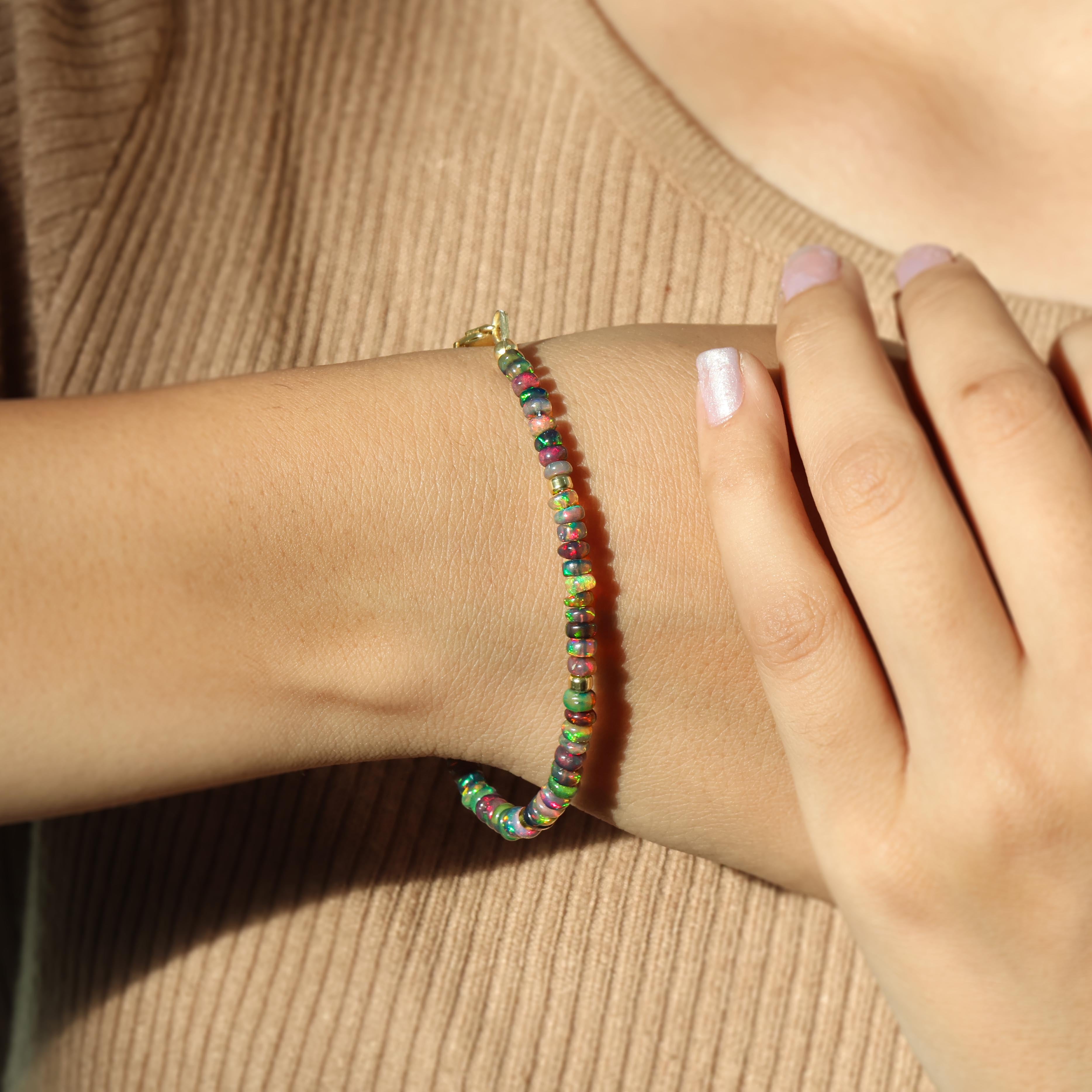 Natural Black Opal Separator Bead Strand Rondelle Bracelet - Elegant Handmade Jewelry for Women, Perfect for Parties, Weddings & Everyday Wear