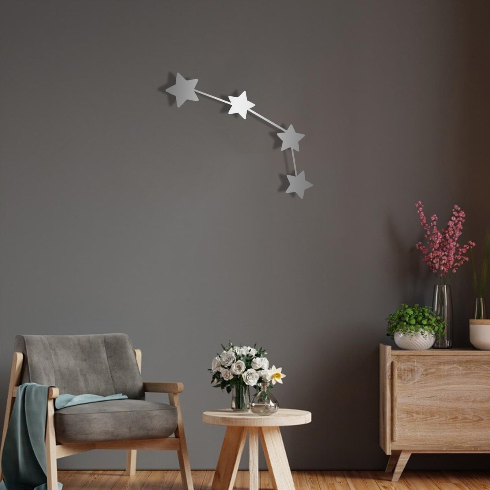 Yumcake Aries Zodiac Metal Wall Art - Black Constellation Sign Decor for Home & Outdoor - Boho Astrology Room Plaque (19x7 inches) - Perfect for Bedroom, Living Room, Office & Garden Decor