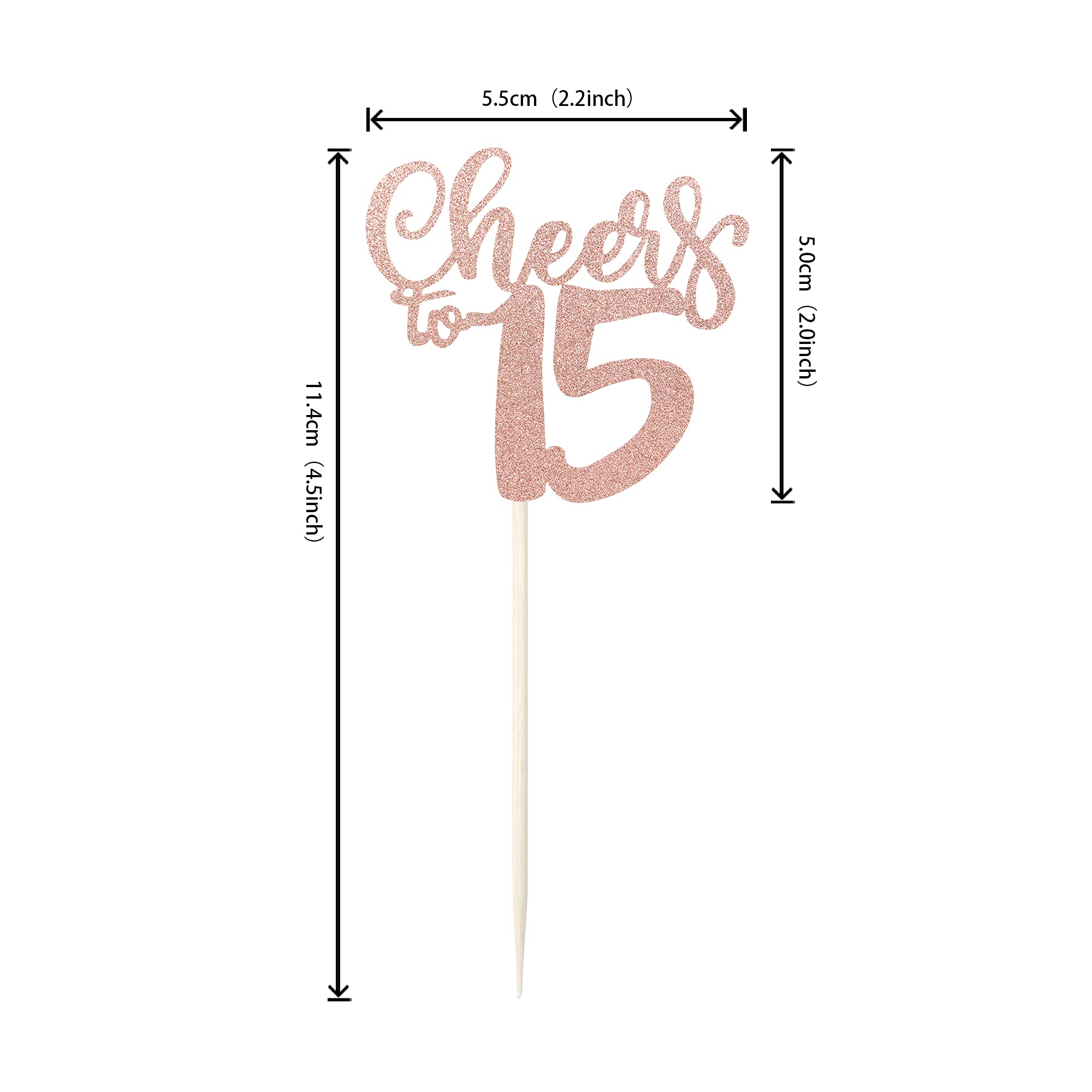 36 PCS Glitter Number 15 Cupcake Toppers - Rose Gold 15th Birthday Party Decorations for Wedding Anniversary & Sweet 16 Celebrations - Perfect for Cake Decorating, Dessert Displays, and Milestone Events