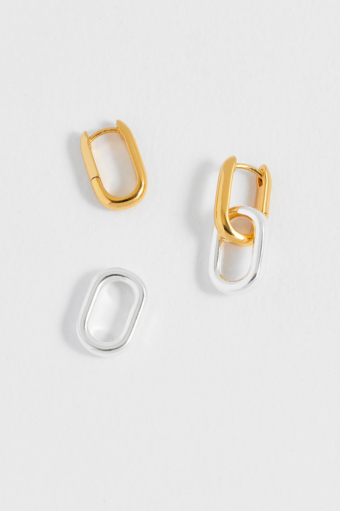 Mixed Link Hoops - Stylish Gold & Silver Chain Hoop Earrings for Women | Trendy Layered Dangle Earrings for Everyday Wear & Party Outfits