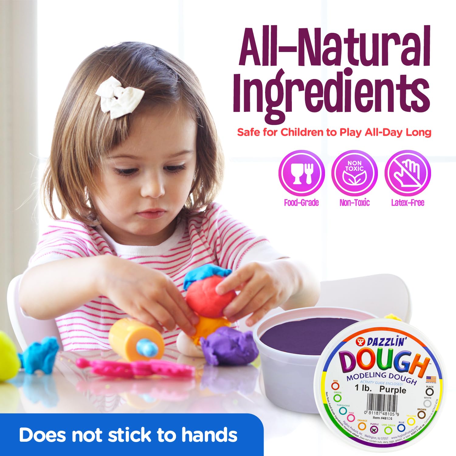 Hygloss 1lb Play Modeling Dough - Non-Toxic & Unscented Kids Art Supplies for Easter Baskets, Party Favors & Classroom Activities - Safe Purple Craft Dough for Children's Creative Play & Sensory Development