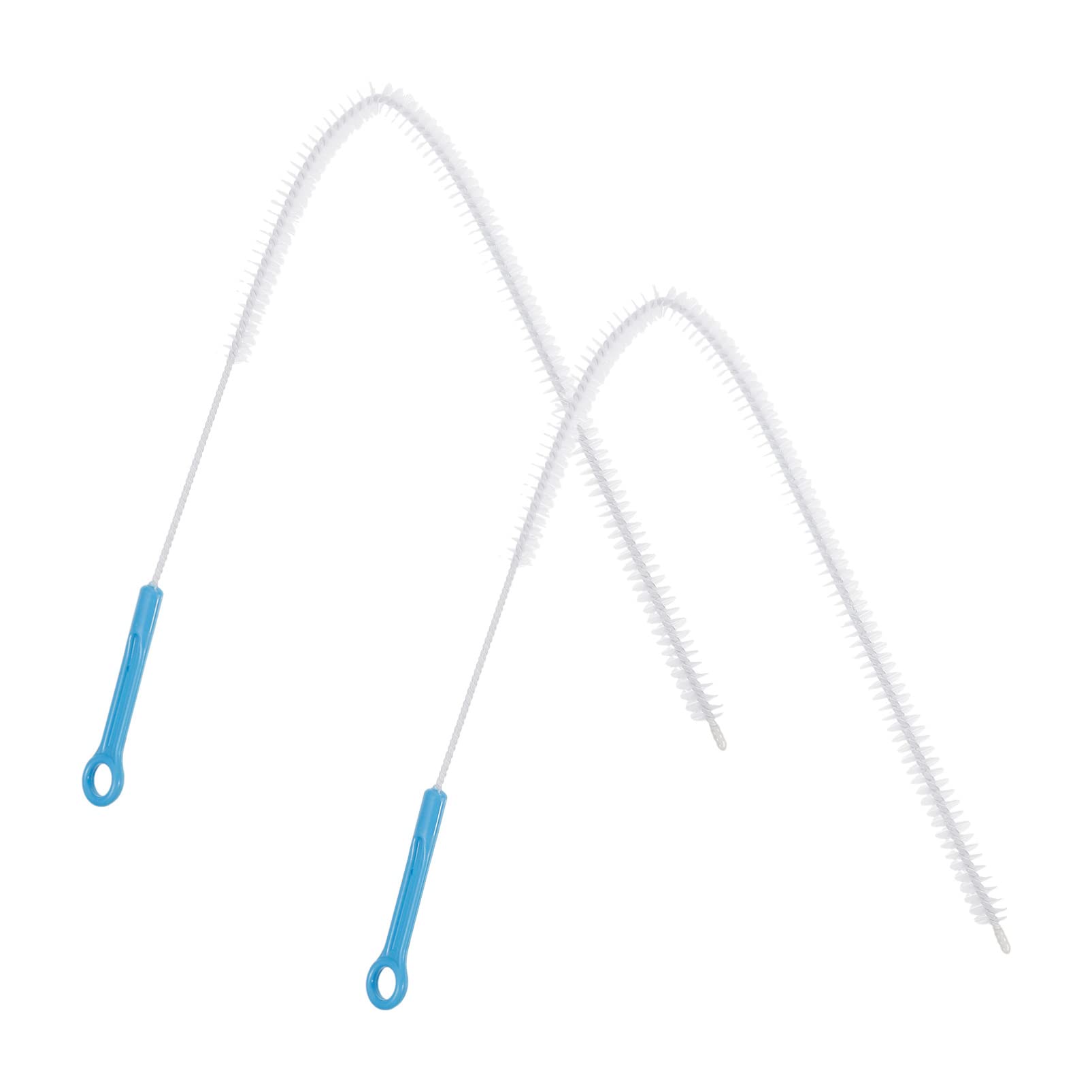 Scicalife 2-Pack Flexible Drain Cleaning Brush - Bendable Sink, Shower & Bathtub Drain Cleaner with Hair Catcher - White & Blue Overflow Drain Brush for Kitchen, Bathroom & Dishwasher (Household Sewer Maintenance Tool)