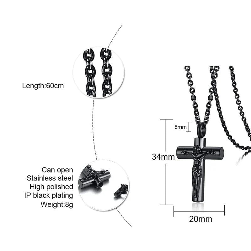 Jesus Cross Cremation Urn Necklace - Memorial Keepsake for Ashes - Perfect for Honoring Loved Ones at Funerals, Memorials & Special Occasions