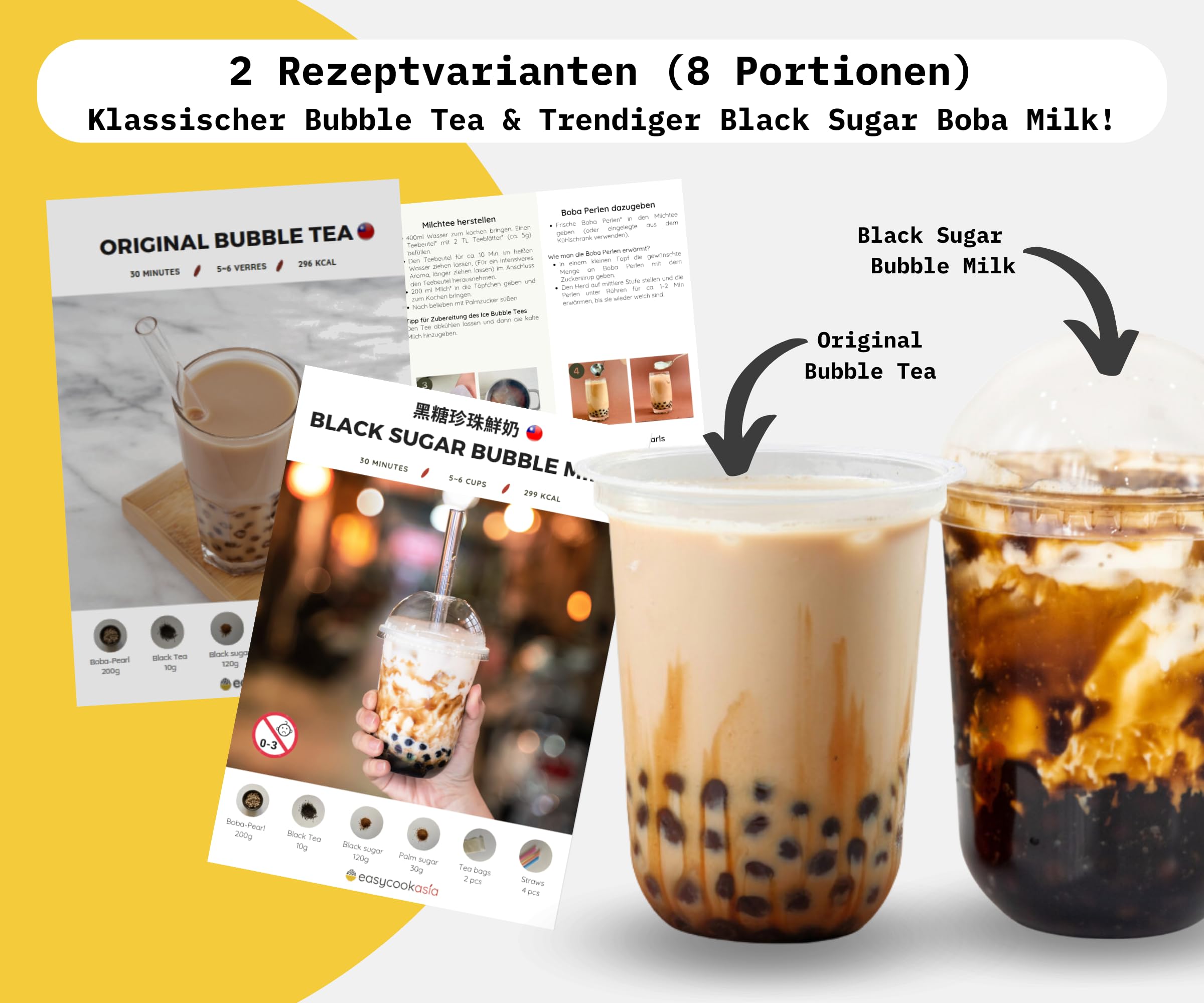 EasyCookAsia DIY Bubble Tea Kit - Make Bubble Tea at Home with 2 Recipes Included | Perfect for Parties, Gifts & Asian Drink Lovers