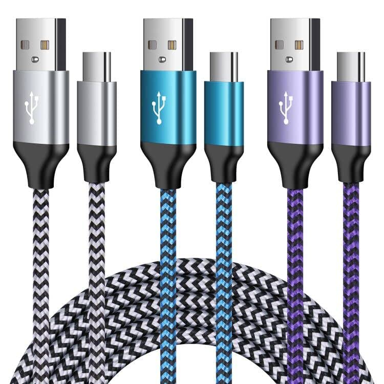 Samsung Fast Charging Cable 3-Pack - USB C Charger Cord for Samsung Galaxy A13 5G/A03s/S21 FE/A53 5G/S22/A32, LG Stylus 6, Moto Edge 5G | High Speed Charging & Durable Power Cable for Home, Office & Travel Use