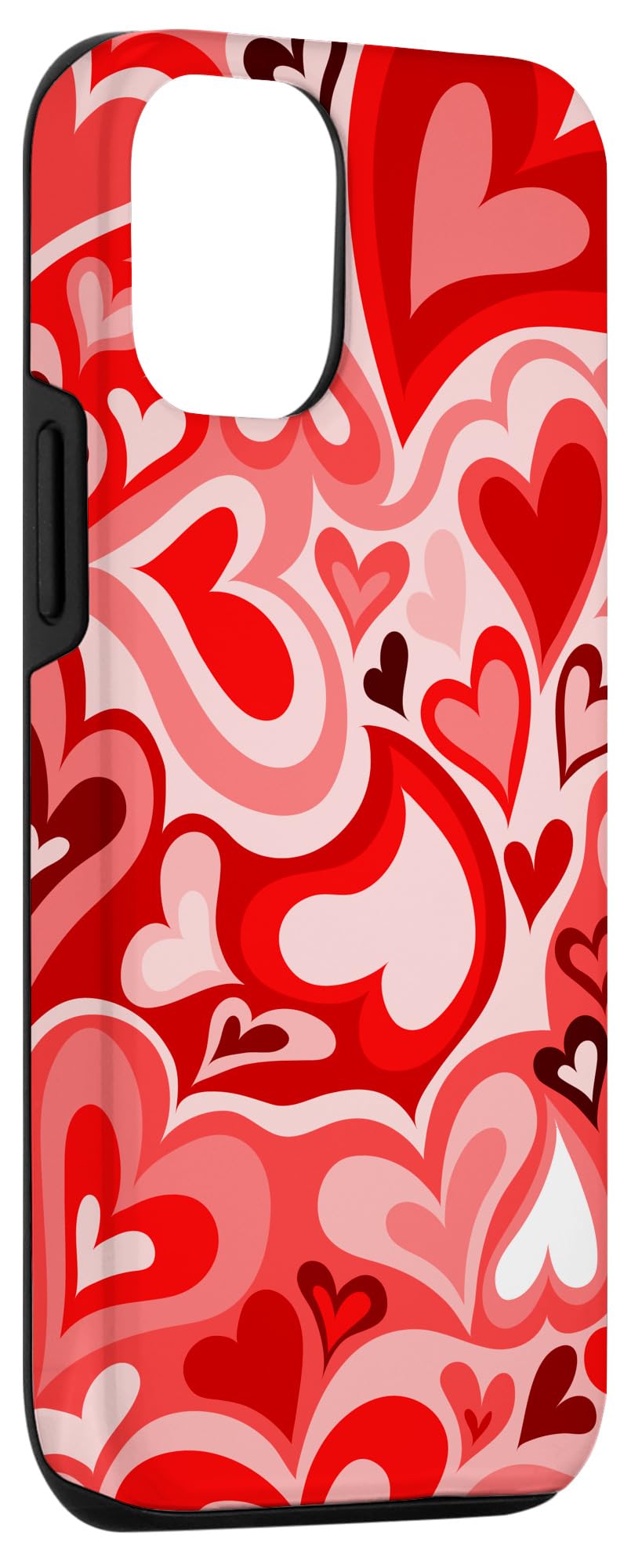 iPhone 12/12 Pro Case - Red Heart Coffee Latte Love Pattern Swirl Design | Trendy & Protective Phone Cover for Valentine's Day, Date Night & Coffee Lovers