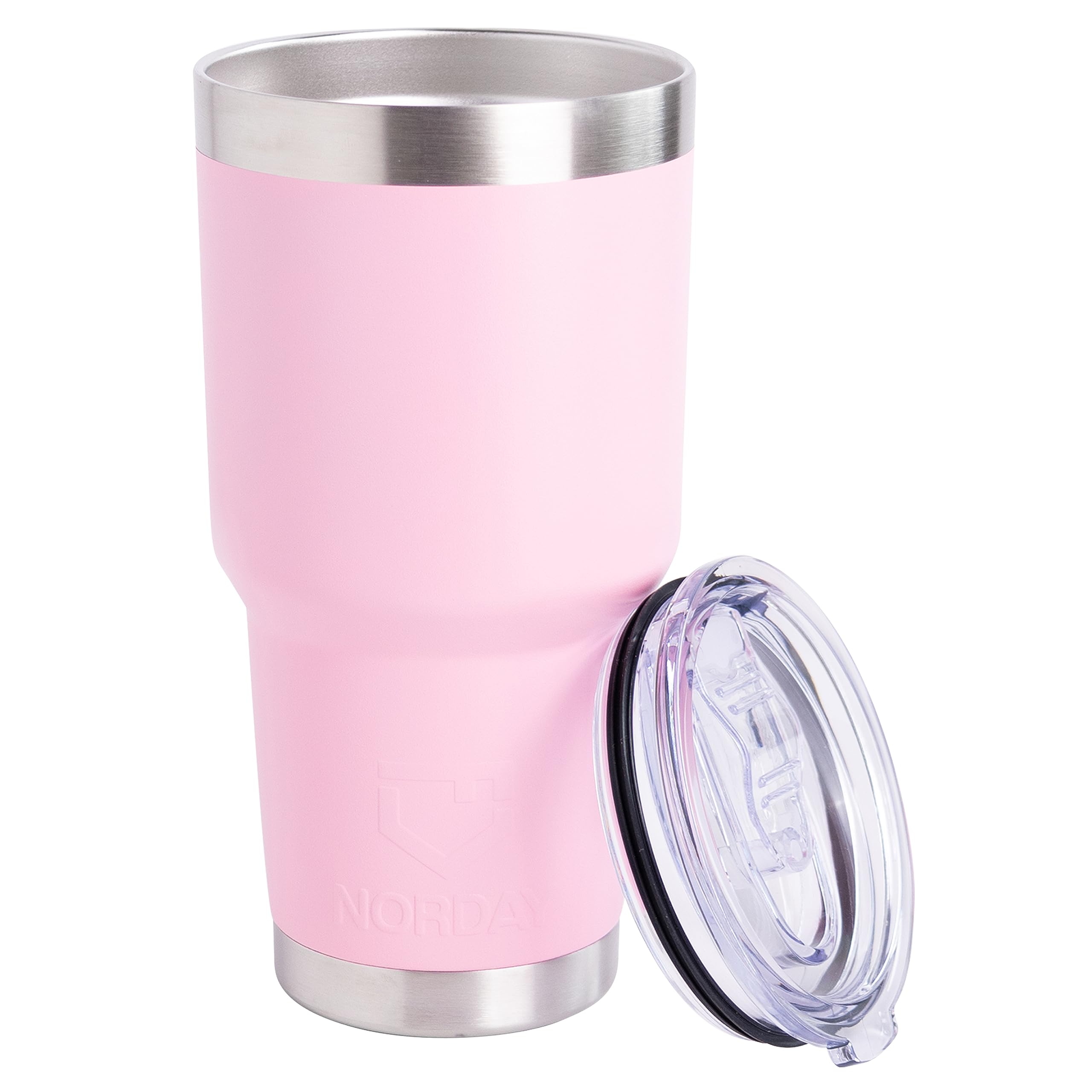 NORDAY 30oz Insulated Stainless Steel Tumbler with Lid - Double Wall Vacuum Travel Coffee Mug - Keeps Hot/Cold for 24 Hours - Light Pink - Leakproof Spill Resistant Design - Perfect for Car Cup Holder, Office, Gym & Outdoor Activities