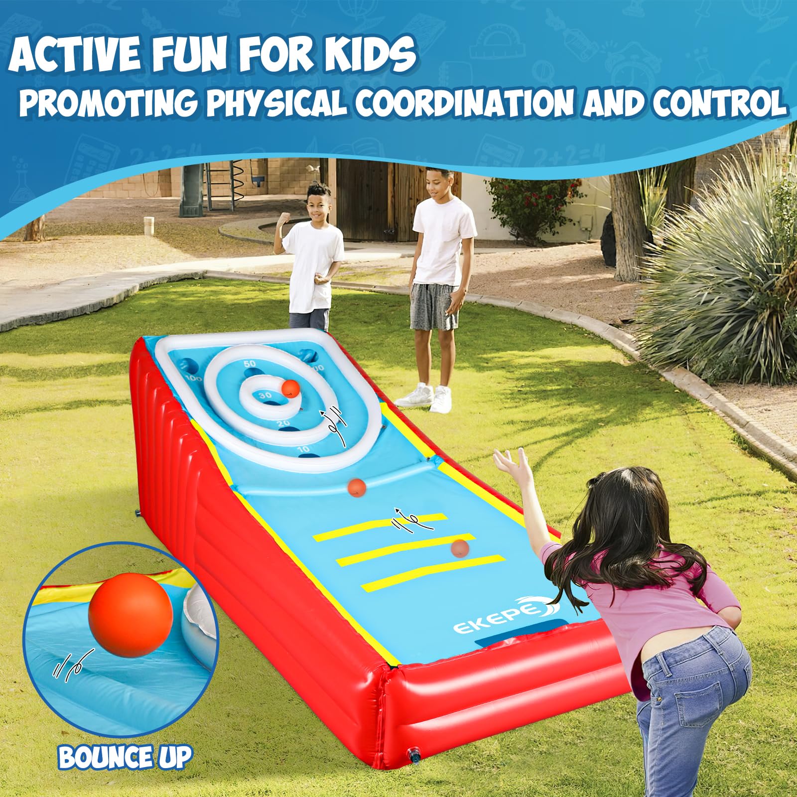**Inflatable Score Ball Game Set - Giant Carnival Yard Games for Kids & Adults - Fun Indoor & Outdoor Family Arcade Toy with 2 Sponge Balls - Perfect for Backyard Parties, Beach Trips & Picnics**