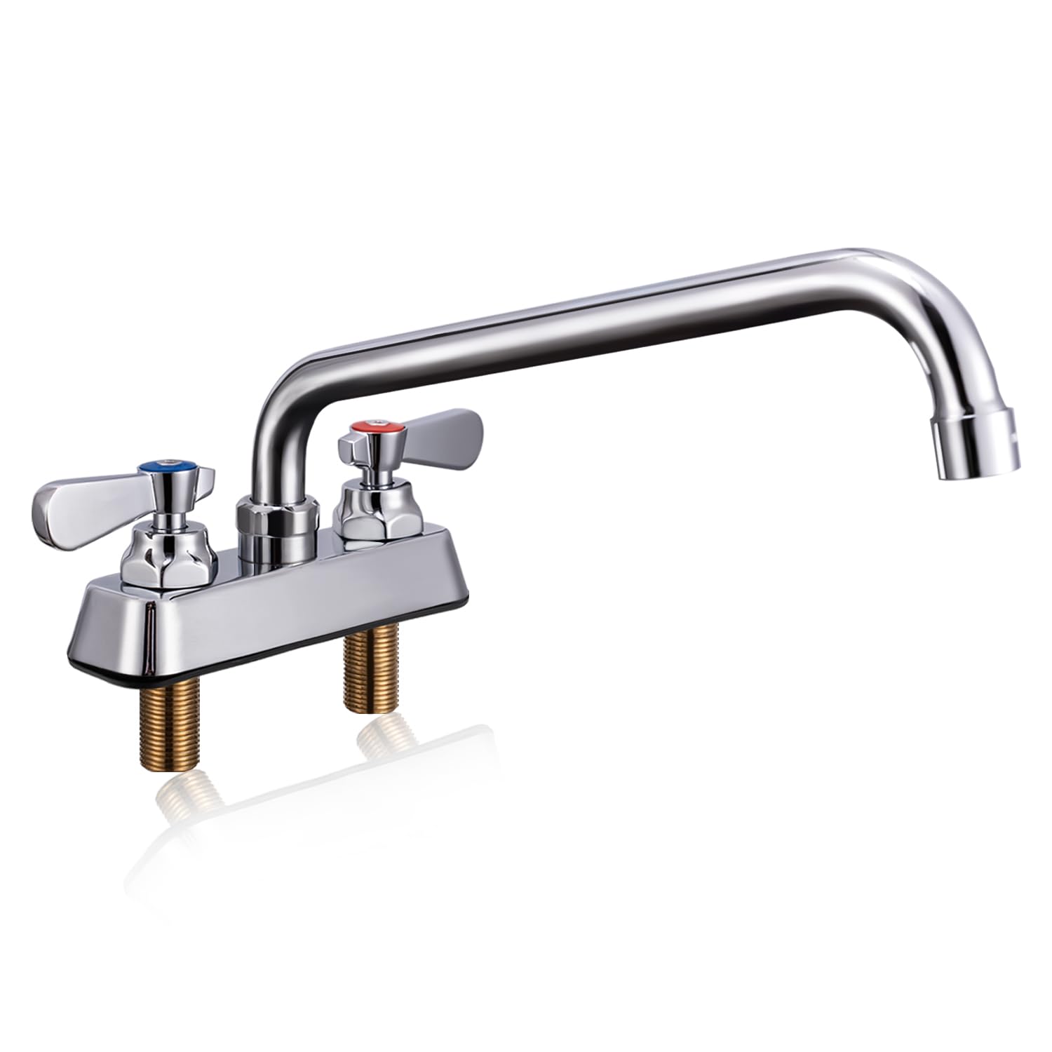 Leak-Free Commercial Kitchen Sink Faucet 4 Inch Center 2 Hole - Heavy Duty Brass Hand Wash Faucet with 12