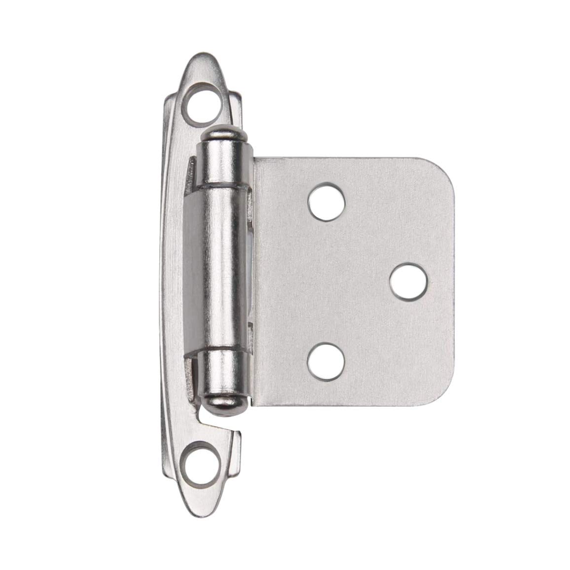 10-Pack ANGSTROM Partially Exposed Cabinet Hinges - 180° Self-Closing, Nickel Plated Surface Mount Full Overlay Hinges for Kitchen Cabinets, Wardrobes & Furniture Installation