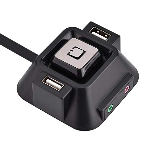 Desktop PC Power Switch with 2 USB Ports, Reset Button & Audio/Mic Jacks - Computer Case Power Button for ATX PC Builds & Upgrades | Perfect for Gaming Rigs, Workstations & Home Office Setups