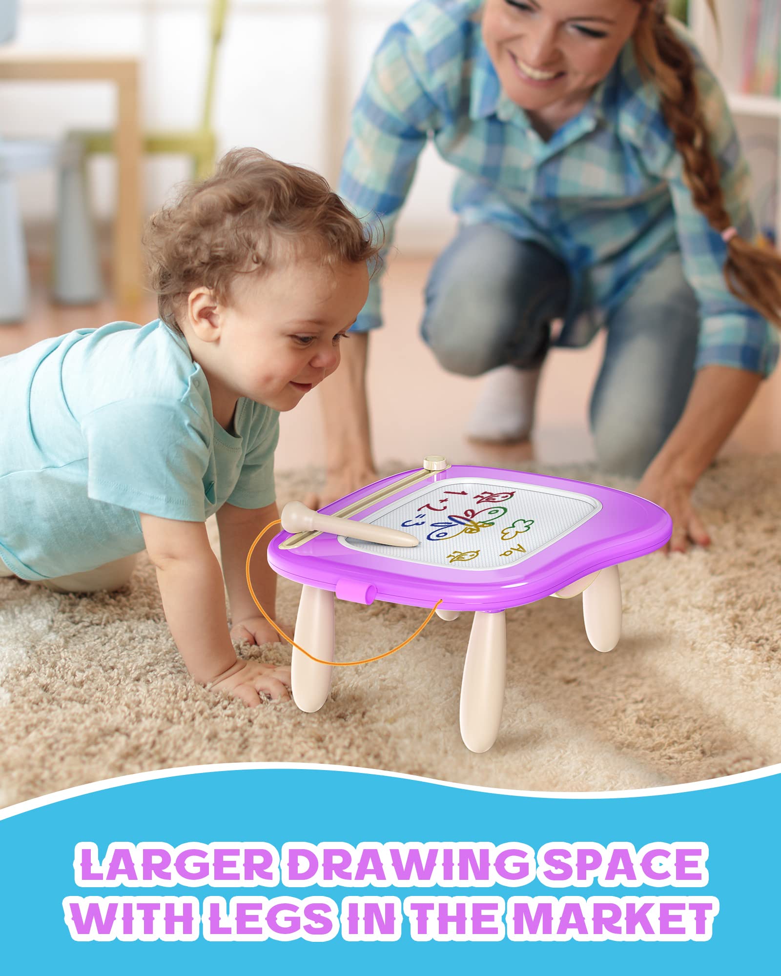 Bravokids Magnetic Drawing Board for Toddlers 1-3 Years - Educational Doodle Toy for Boys & Girls - Perfect for Home & Travel Play