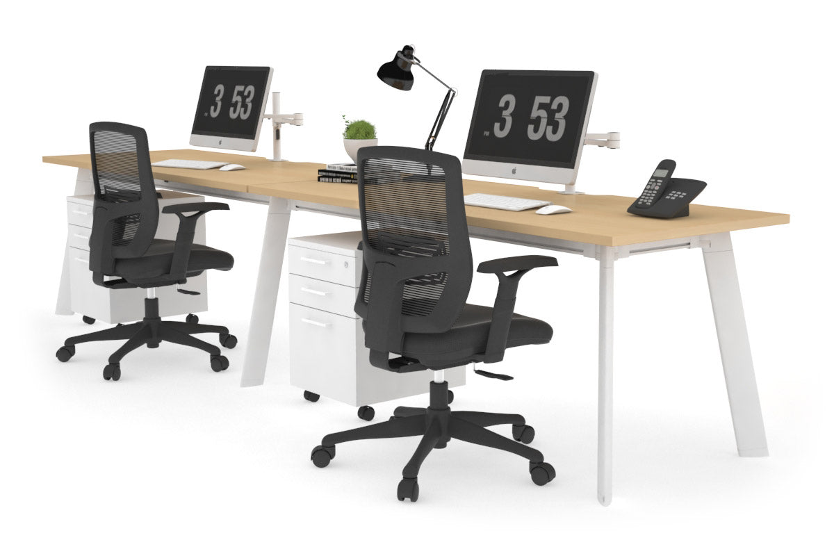 2 Person Office Workstation with Cable Management - 1400L x 800W Adjustable Desk for Collaborative Workspaces | Perfect for Shared Offices, Coworking Spaces & Home Offices
