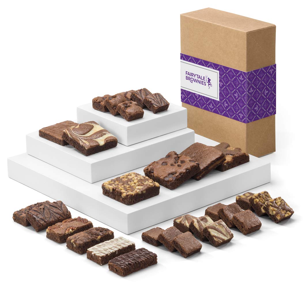 Fairytale Brownies Deluxe Medley - Gourmet Chocolate Gift Basket with 30 Individually Wrapped Brownies (Full-Size, Snack-Size & Bite-Size) - Perfect for Holidays, Corporate Gifts & Special Occasions