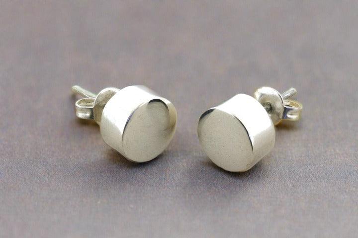 Sterling Silver Circle Cylinder Stud Earrings - Elegant & Minimalist Jewelry for Women, Perfect for Everyday Wear & Special Occasions
