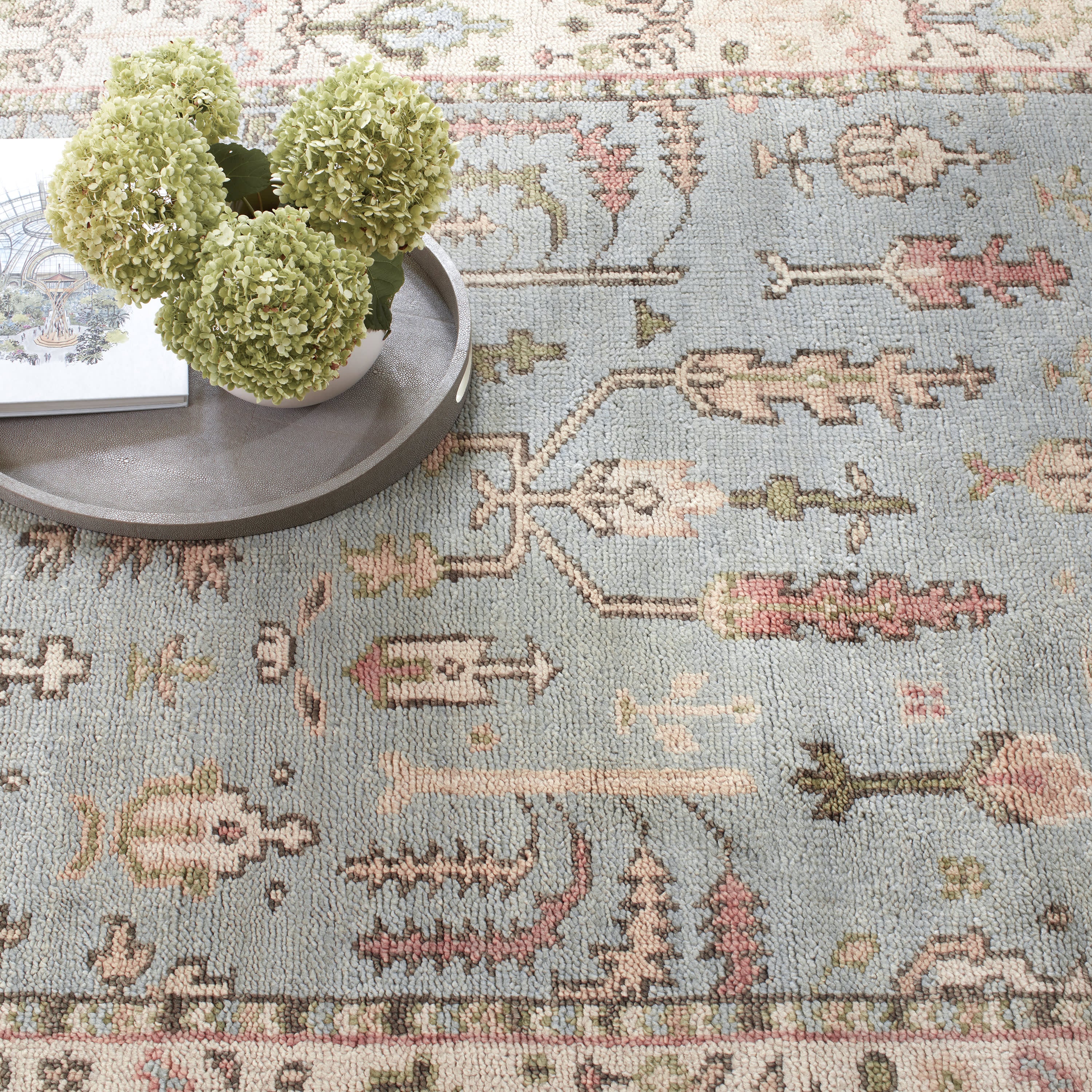 Handmade Athens Wool Rug - Premium Hand Knotted Design in Sky Blue - Perfect for Living Room, Bedroom & Home Decor