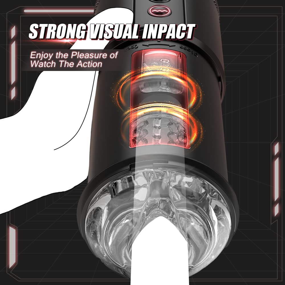 3 in 1 Automatic Male Masturbator Cup with Sucking, Vibrating & Thrusting Modes - Realistic Vagina Pocket Pussy Stroker with 3D Textured for Penis Stimulation - Adult Oral Sex Toy for Men - Perfect for Solo Play, Couples Fun & Discreet Masturbation