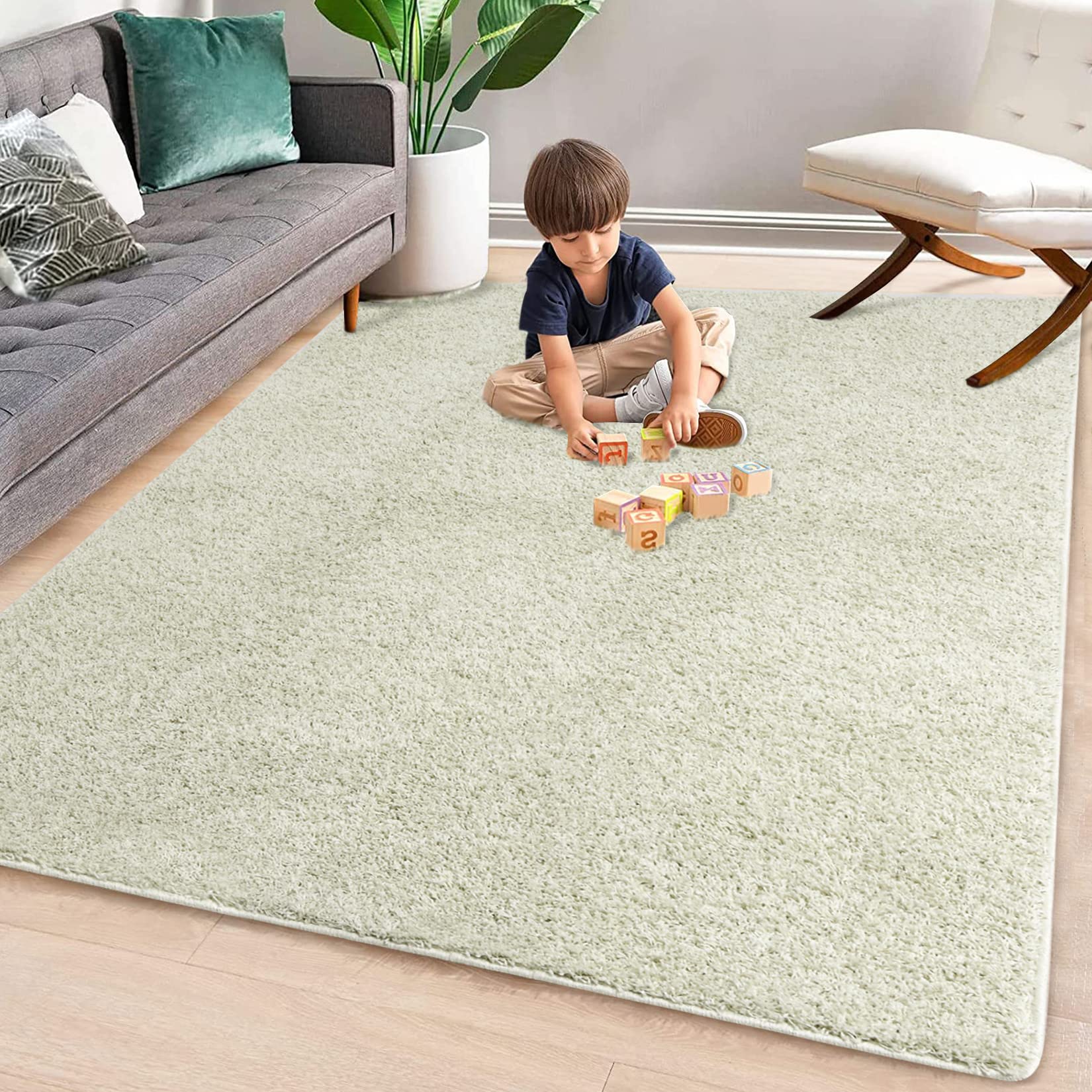 Soft Plush Shaggy Area Rug 8x10 Feet - Large Shag Rug for Living Room, Bedroom, Nursery & Playroom - Non-Slip Fuzzy Carpet for Home Decor (Beige) | Perfect for Cozy Spaces, Kids Rooms & Modern Interior Design