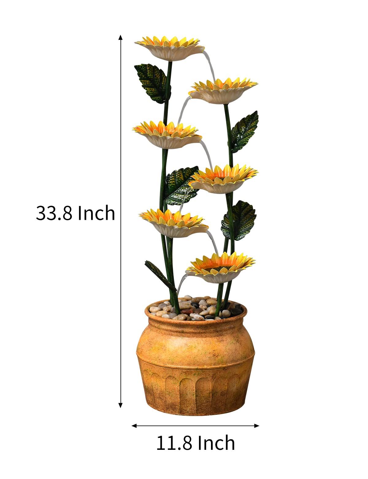 6-Tier Cascading Sunflower Water Fountain - 33.8