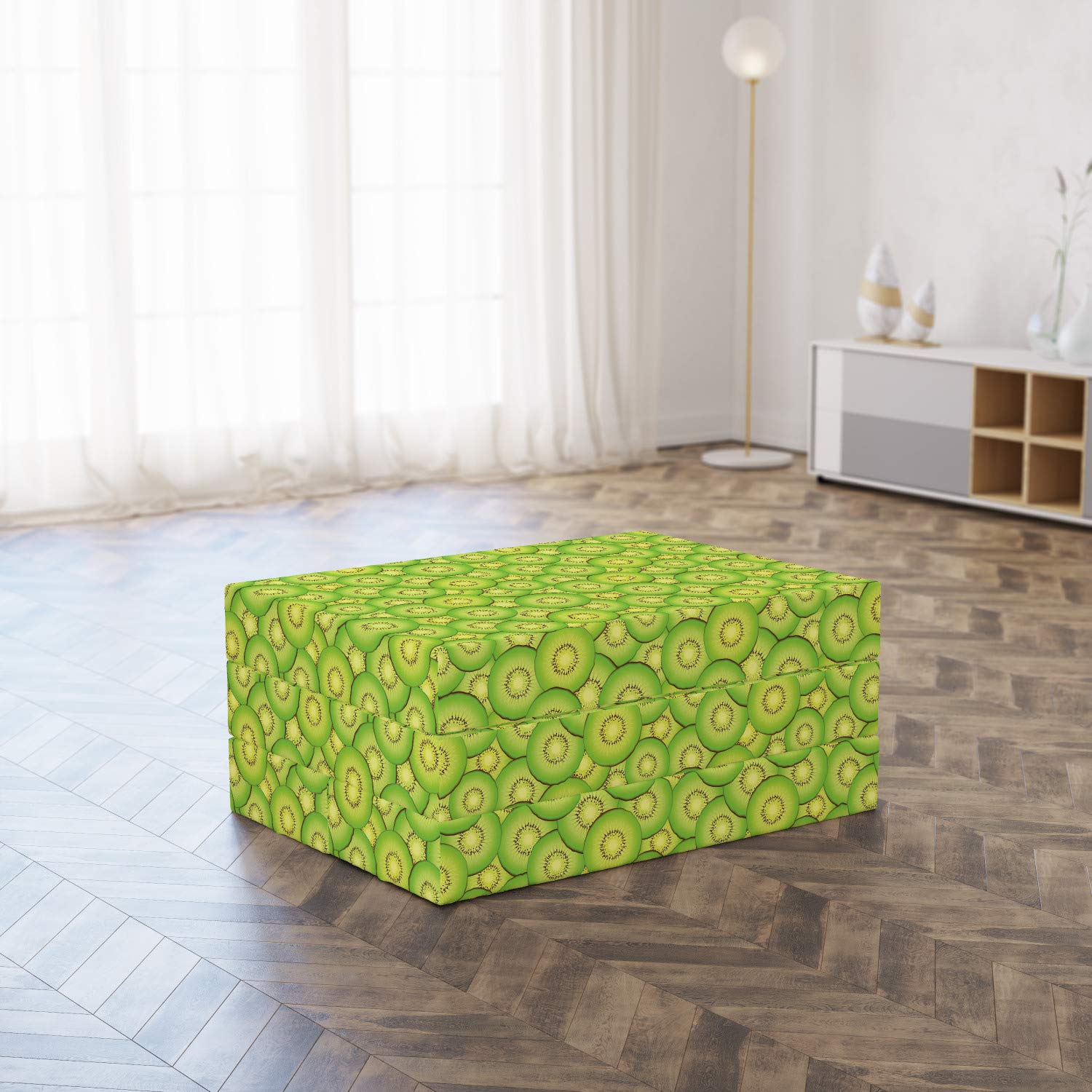Ambesonne Kiwi Foldable Mattress - Exotic Fruit Slices Design, 74.8