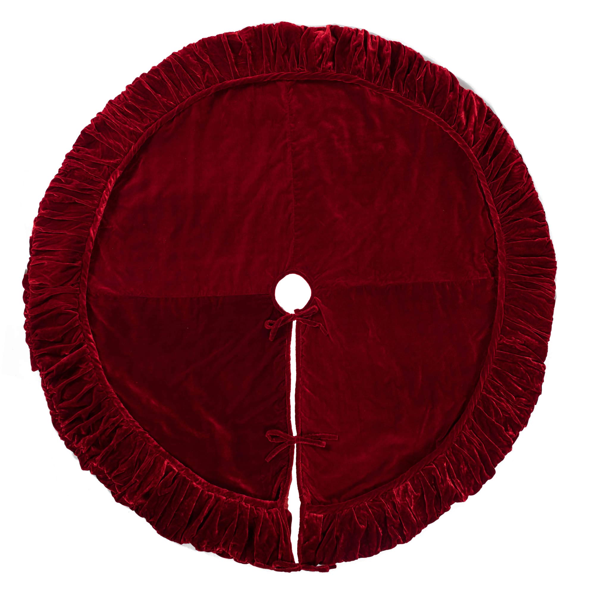Vickerman 84-Inch Plush Red Velvet Christmas Tree Skirt - Large Elegant Holiday Tree Cover with Durable Design for Xmas Decorations - Perfect for Living Room, Fireplace & Festive Home Decor