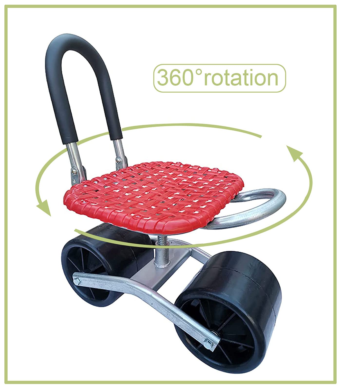 Mobile Garden Stool with Wheels - 360° Rotating & Height Adjustable Rolling Gardening Seat, Portable Garden Cart with Umbrella Stand | Perfect for Outdoor Planting, Weeding & Yard Work