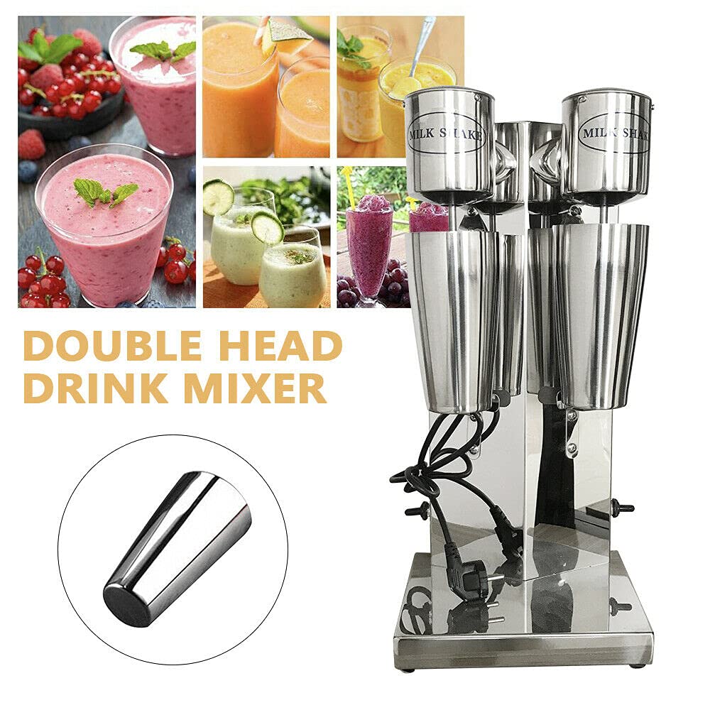 Professional Stainless Steel Milkshake Maker with Dual 800ml Cups - Commercial Grade Blender for Smoothies, Ice Cream & Frozen Drinks - Perfect for Restaurants, Cafes & Home Kitchen Use