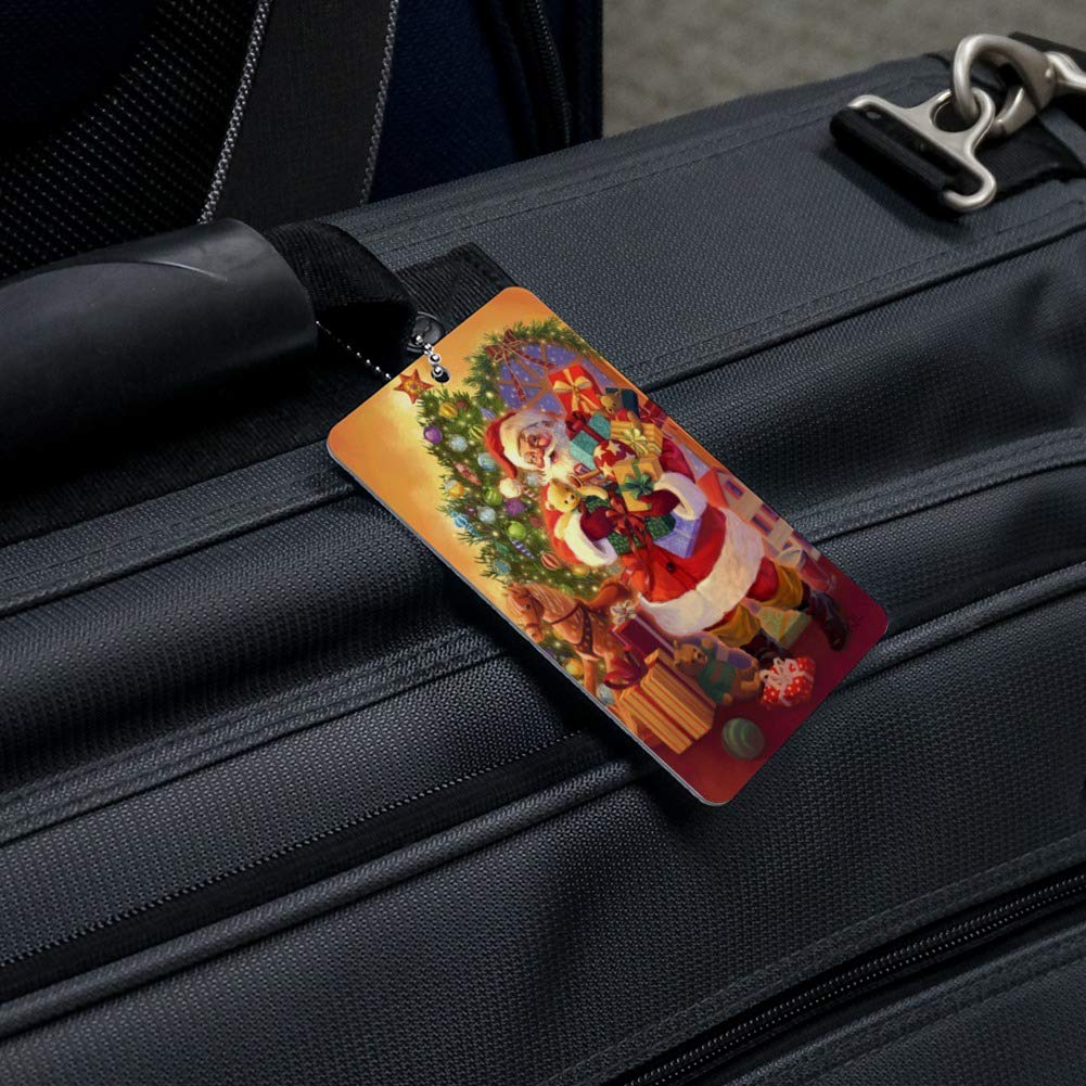 Santa Delivering Toys Luggage Tag - Christmas Holiday Carry-On ID Tag for Suitcases & Travel Bags - Perfect for Holiday Travel, Gift Giving & Festive Luggage Identification