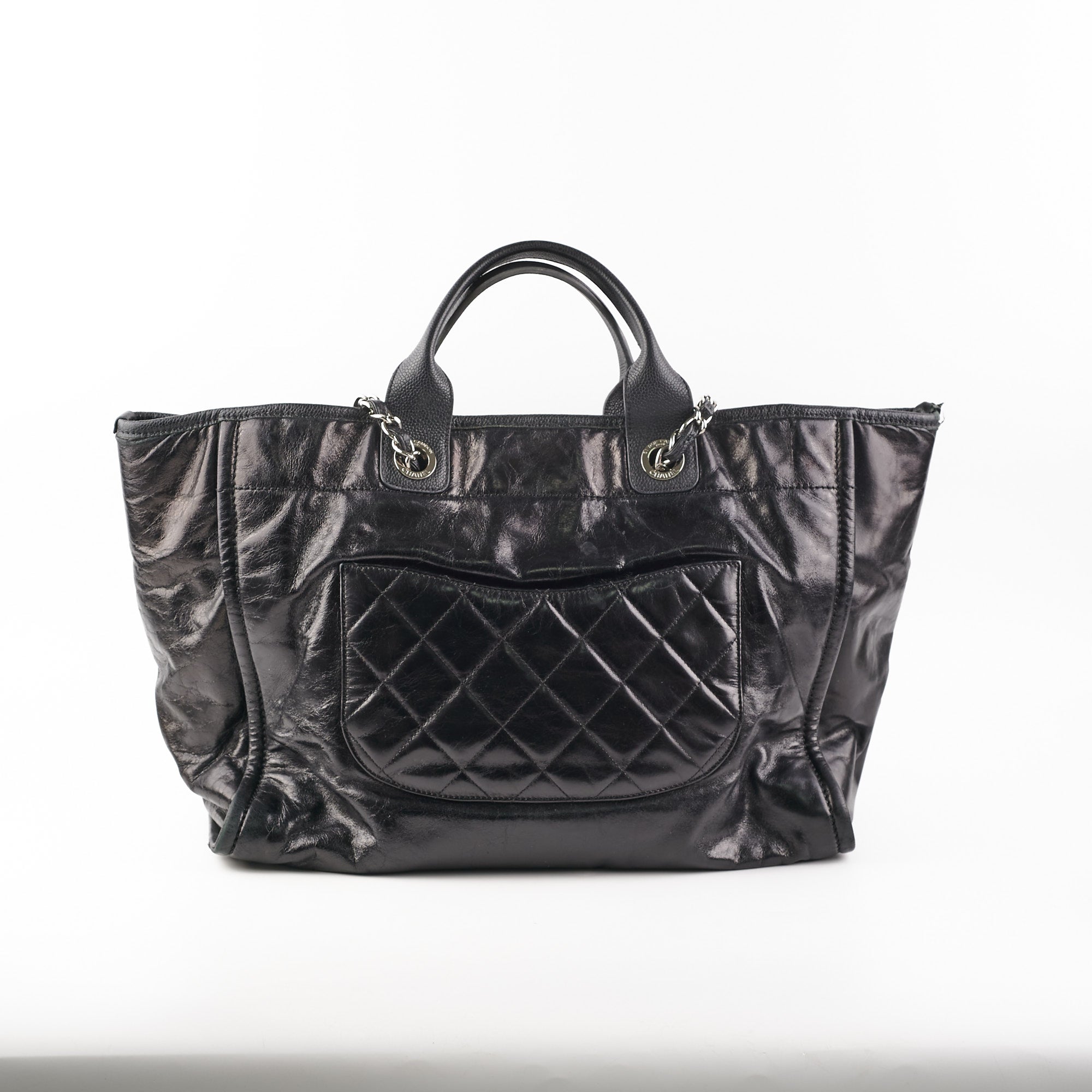 Chanel Deauville Medium Black Leather Tote Bag - Luxury Designer Handbag for Women, Perfect for Work, Travel & Everyday Use