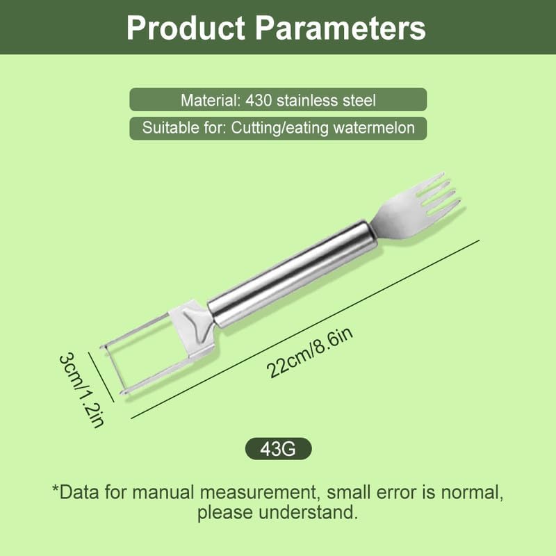2024 New 2-in-1 Stainless Steel Fruit Cutter & Slicer - Dual Head Watermelon Cube Cutter with Fork - Kitchen Gadget for Fruits Like Melon, Pineapple & Mango (2PCS) - Perfect for Summer BBQs, Picnics & Home Kitchen Use