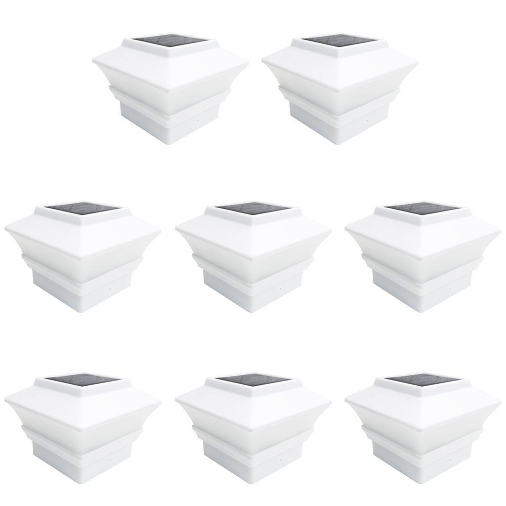 iGlow 4x4 Solar LED Post Cap Light - Waterproof Outdoor Garden Fence Lighting for Deck, Lawn & Landscape - Durable PVC Vinyl Wood Design - Perfect for Pathway, Patio & Backyard Illumination