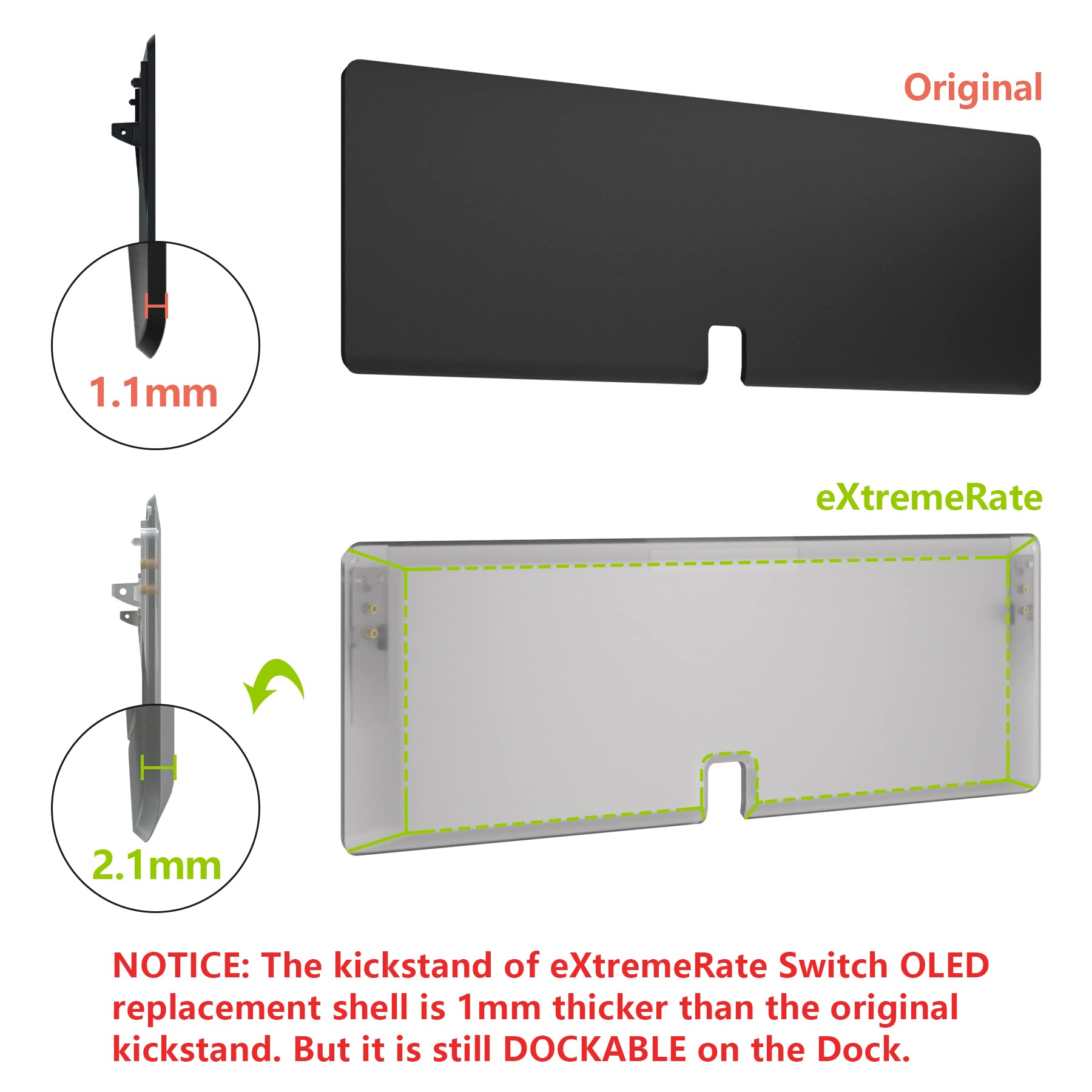 eXtremeRate DIY Full Set Replacement Shell for Nintendo Switch OLED - Custom Back Plate, Kickstand & Controller Housing with Buttons (Clear Black) | Gaming Accessories for Enhanced Handheld Experience