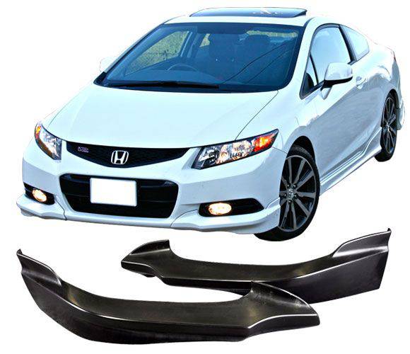 2012-2013 Honda Civic Coupe HF Front Bumper Lip - P Style 2-Piece Set Unpainted PU Material for Enhanced Aerodynamics & Sporty Look - Perfect for Car Enthusiasts & Street Racing