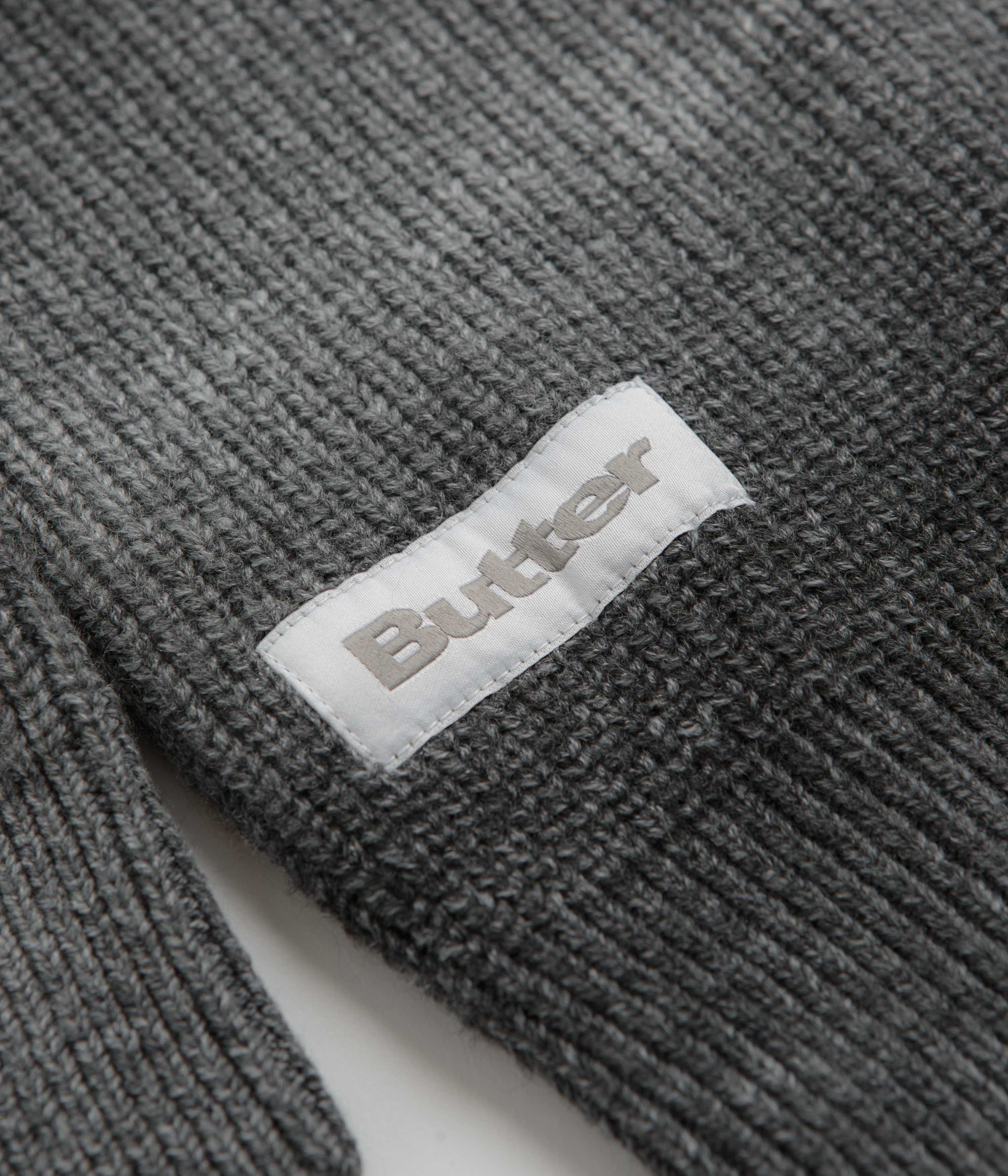Butter Goods Beams Knitted Sweatshirt for Men & Women - Charcoal Grey Casual Pullover for Streetwear & Fall Fashion