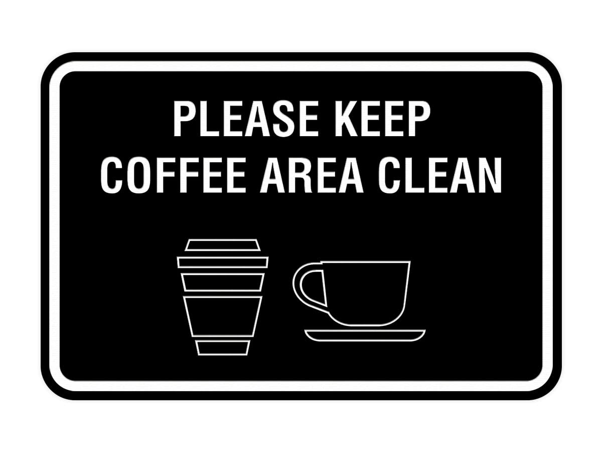 Vintage 'Please Keep Coffee Area Clean' Framed Sign - Black, Medium Size | Perfect for Office, Kitchen, or Break Room Decor
