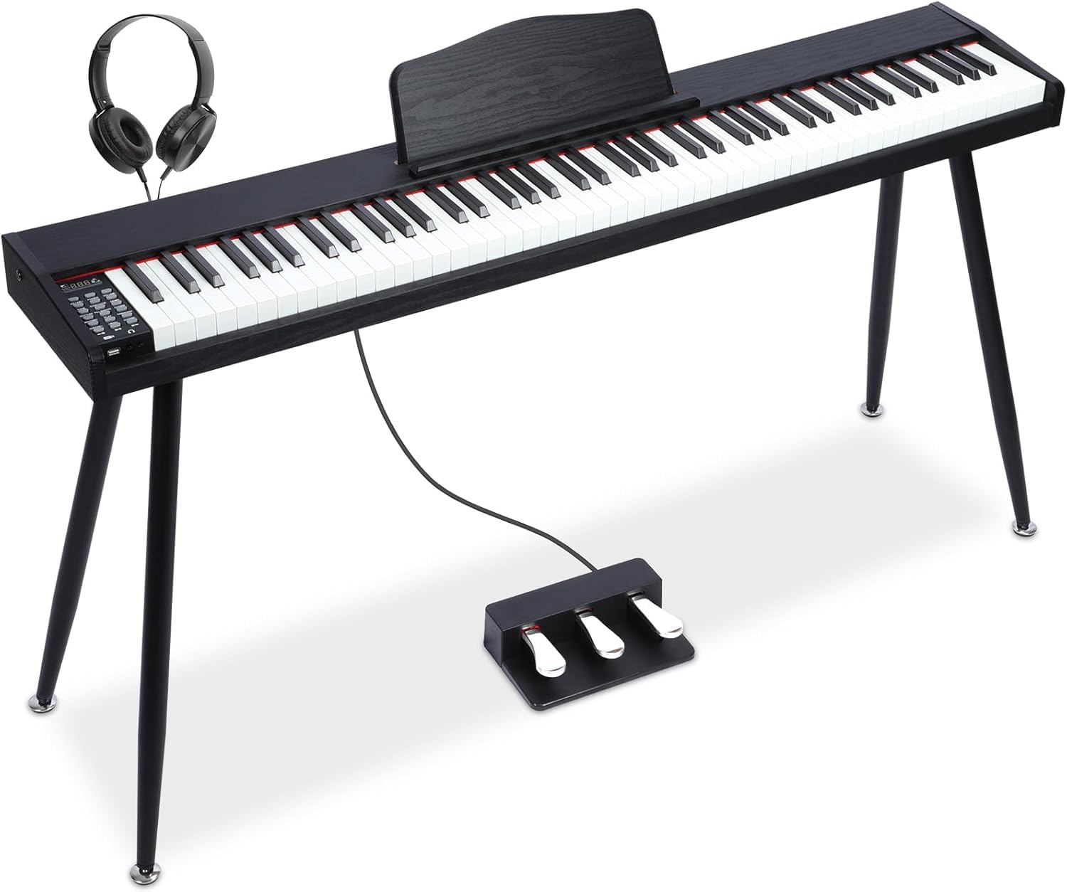 88-Key Digital Piano for Beginners - Full-Size Weighted Hammer Action Electric Keyboard with 200 Voices, 200 Rhythms & 89 Demo Songs | Includes 3 Piano Pedals & Power Adapter | Perfect for Home Practice, Music Lessons & Studio Recording