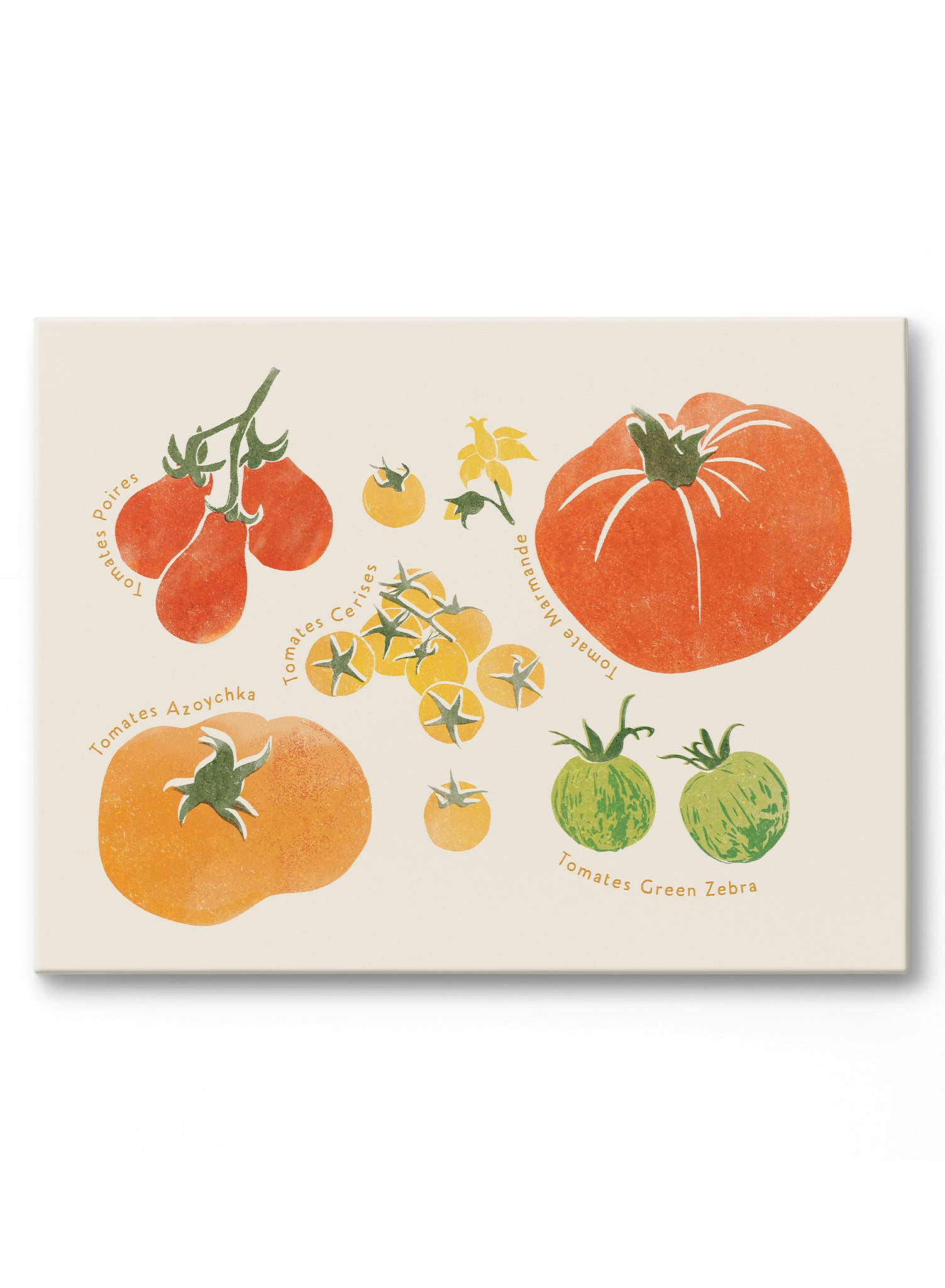 Heirloom Tomato Block Print Canvas Art - Vintage Botanical Wall Decor for Kitchen, Dining Room & Farmhouse Style Homes
