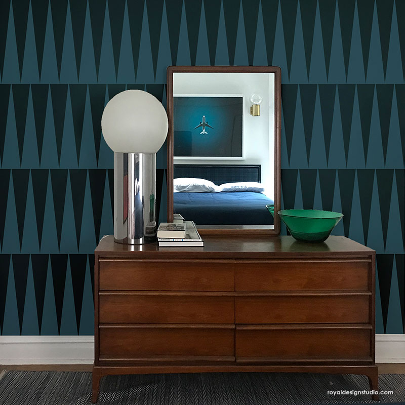 Modern Wall Stencil Kit - DIY Home Decor Painting Template for Living Room, Bedroom & Nursery - Reusable Geometric Patterns for Creative Wall Art Projects
