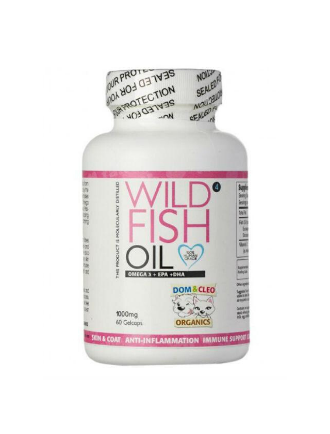 Premium Wild Fish Oil for Dogs & Cats - Omega 3 EPA & DHA Supplement (60 Softgel Capsules) - Supports Skin, Coat, Joint & Heart Health - Ideal for Pets with Allergies or Dry Skin