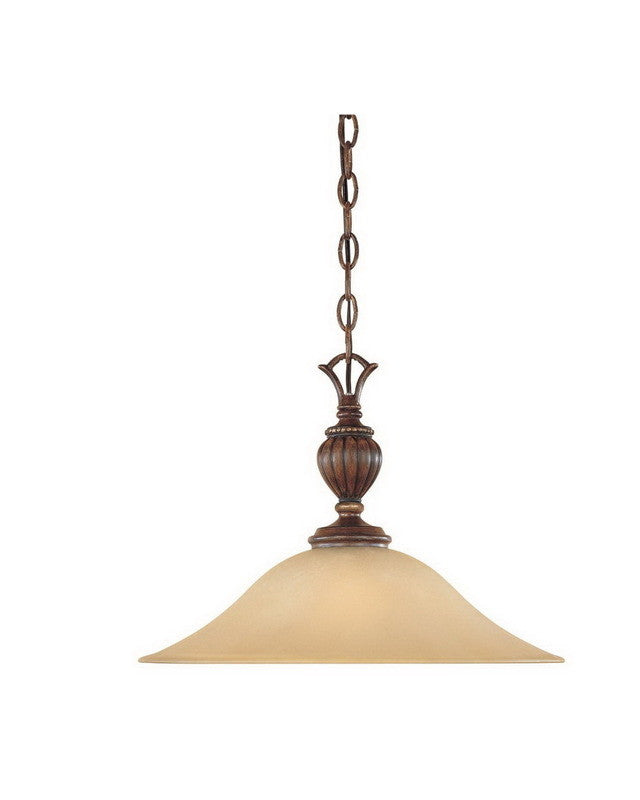 Designer Hanging Pendant Chandelier - Burnt Walnut with Gold Accents, Montreaux Collection One Light Fixture for Dining Room, Kitchen Island or Entryway Lighting