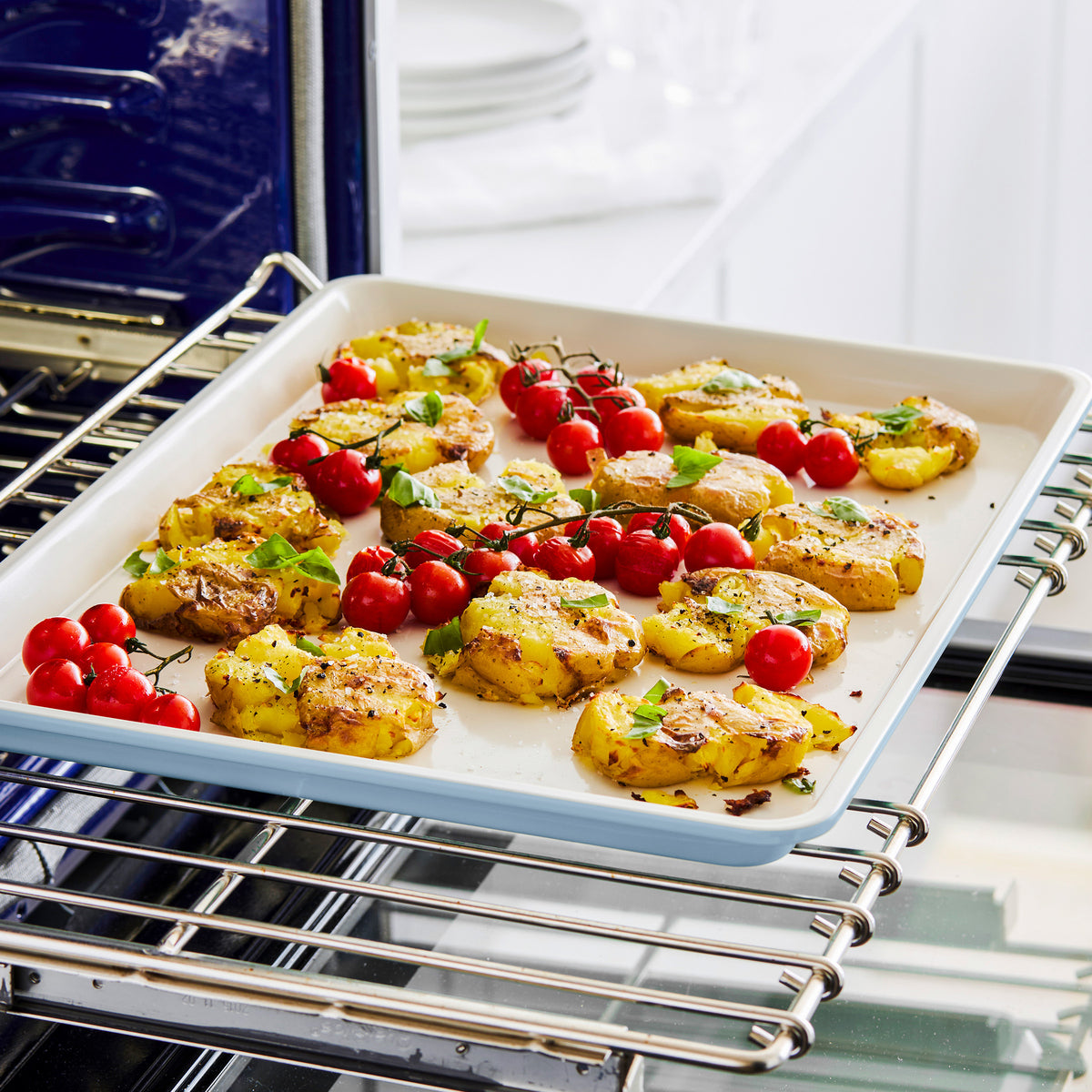GreenLife Ceramic Nonstick 18 x 13 Inch Cookie Baking Sheet - Blue Haze | Eco-Friendly & PFOA-Free | Perfect for Cookies, Roasting Veggies & Sheet Pan Dinners