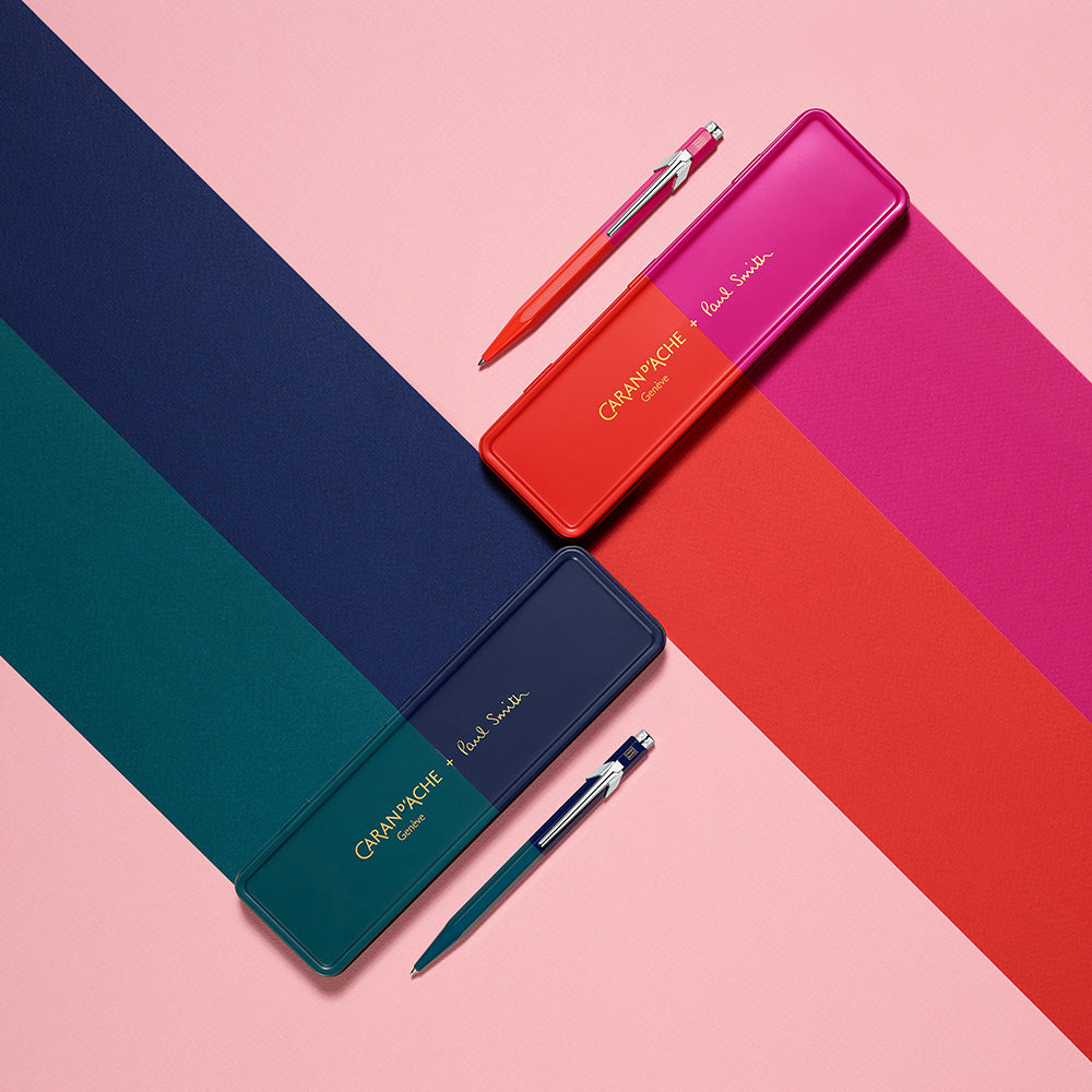 Caran d'Ache 849 Ballpoint Pen - Paul Smith Limited Edition in Warm Red & Melrose Pink | Premium Writing Instrument for Office, Gift & Collectors | Stylish Everyday Carry for Professionals & Students