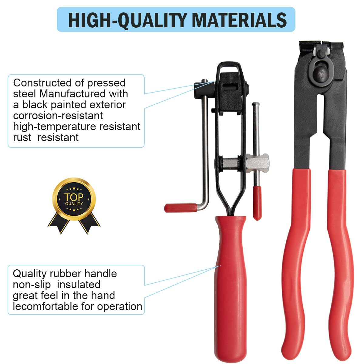 CV Boot Banding Tool - ATV CV Joint Axle Boot Clamp Pliers Kit with 10pcs Crimp Bands for Most Cars & Trucks - Universal Ear Type Extension - Perfect for CV Axle Repair, Maintenance and Off-Road Vehicle Service