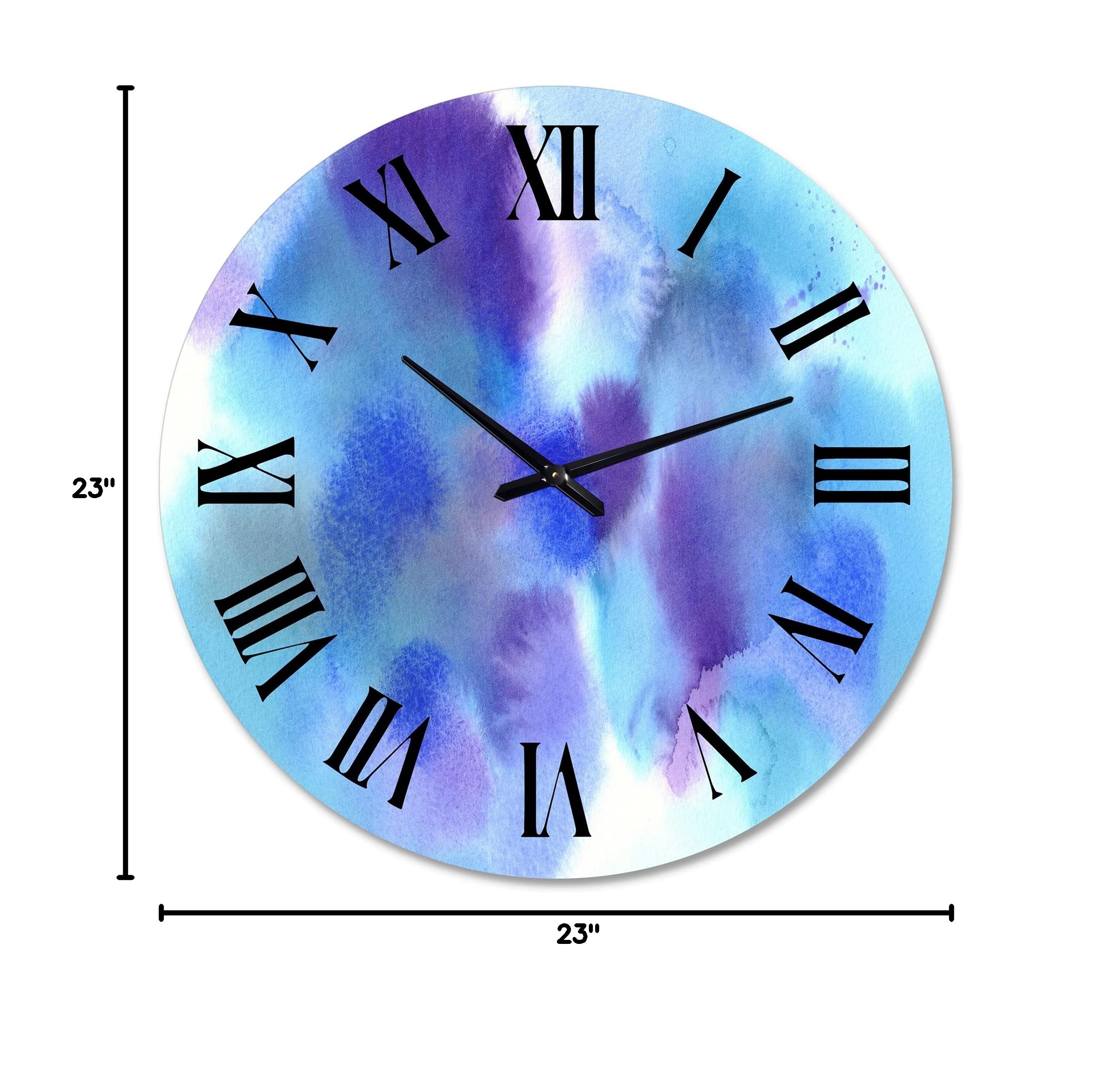 DesignQ Modern Wall Clock - Blue and Violet Cloudscape Large Silent Non-Ticking Clock for Office, Living Room, Bedroom & Home Decor | Perfect for Modern & Contemporary Spaces