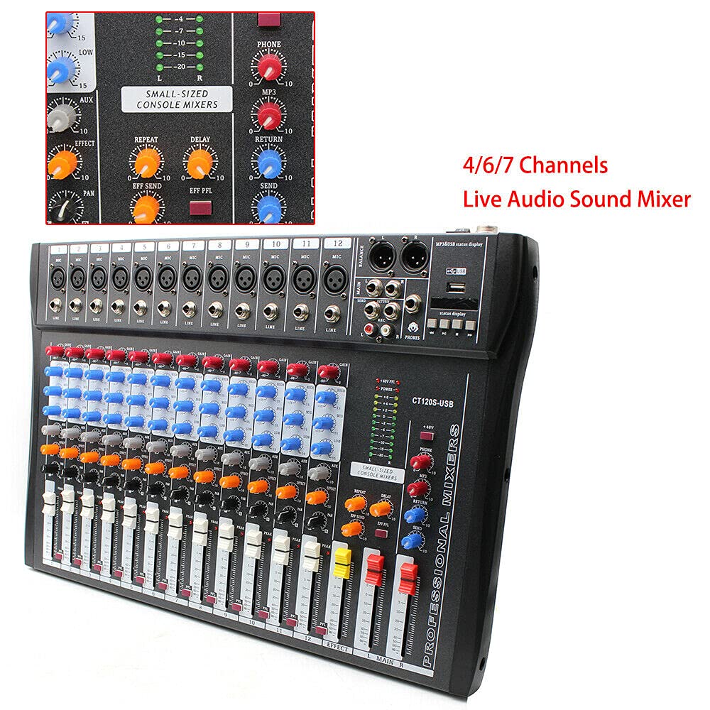 Professional Audio Mixer Amplifier - 8-Channel DJ Sound Mixing Board for Live Streaming, Studio Recording & Podcasting | Perfect for Home Studios, Church Events & Live Performances