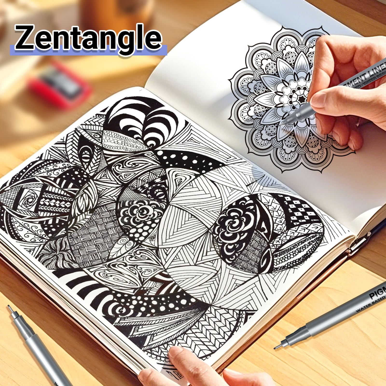 APOGO Fineliner Black Pens Set of 9 - Professional Drawing Micron Pens for Artists, Sketching, Calligraphy & Handwriting - Premium Art Supplies for Manga, Zentangle & Illustration - Perfect for Bullet Journaling, Note Taking & Creative Projects