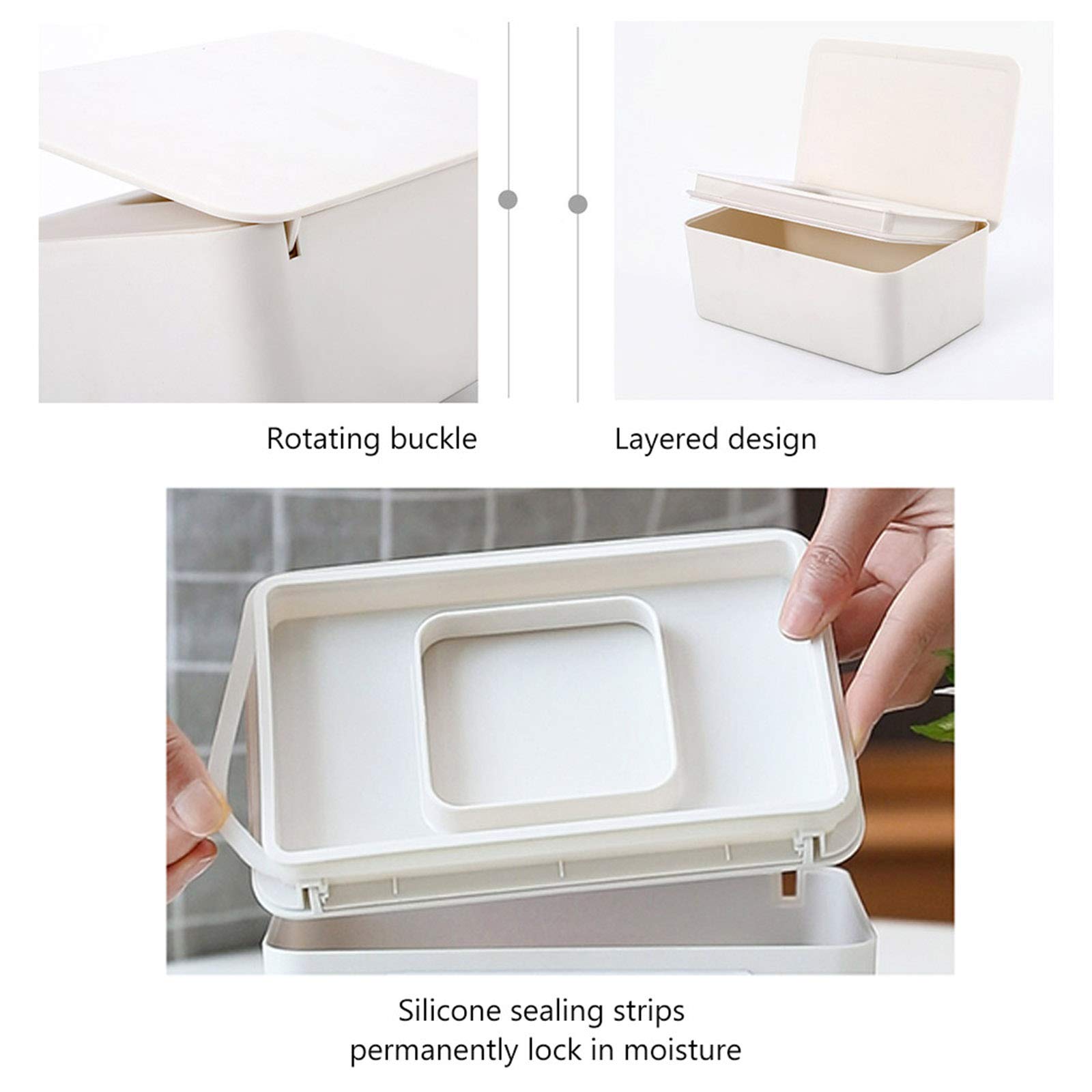 Baby Wipes Dispenser - Dustproof Tissue Storage Box with Lid, Non-Slip Wipes Container for Home & Office Desk (Blue) | Perfect for Nursery, Changing Table, Bathroom & Travel Use