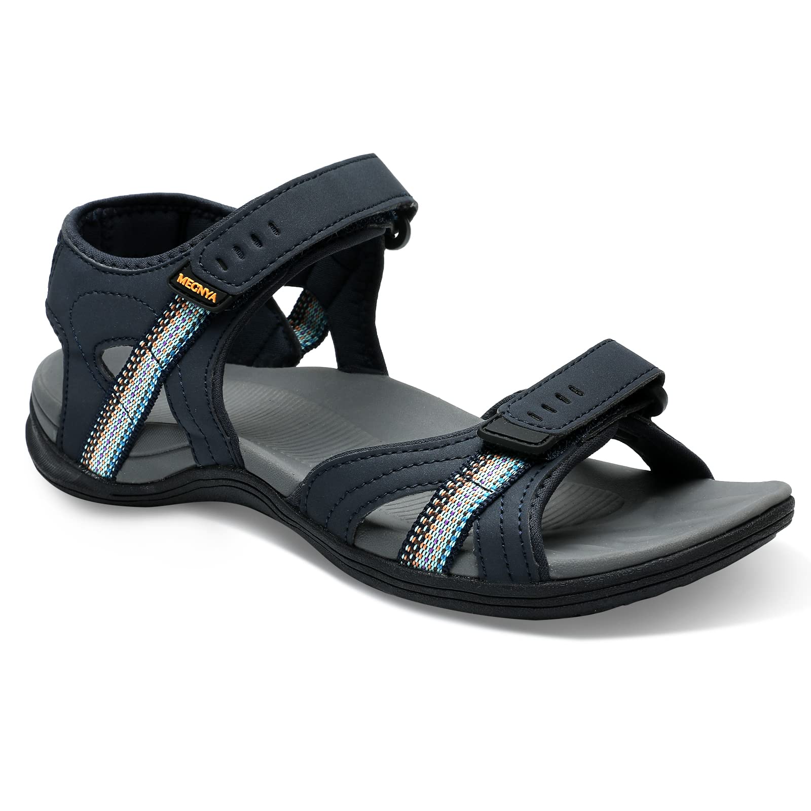 **MEGNYA Women's Hiking Sandals - Comfortable Outdoor Walking Sandals for Camping & Travel, Anti-Slip Athletic Sport Sandals with Adjustable Hook & Loop Straps - Perfect for Beach, Trail & Casual Wear**