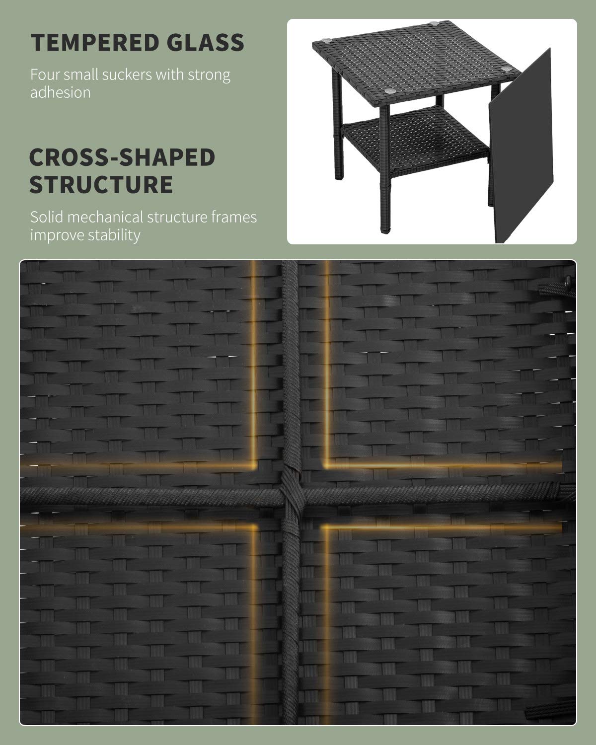 3-Piece Black Wicker Patio Furniture Set - Outdoor Rattan Chairs & Table for Backyard, Porch, Poolside, Lawn - Perfect for Relaxing, Entertaining & Dining Al Fresco