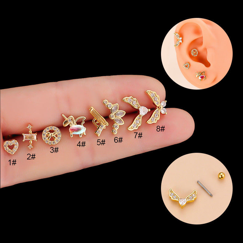 20G Hypoallergenic Heart Stud Earrings - Surgical Steel Cartilage Tragus Helix Piercing Jewelry | Perfect for Unicorn Tragus, Ear Cuffs & Unique Ear Stacks